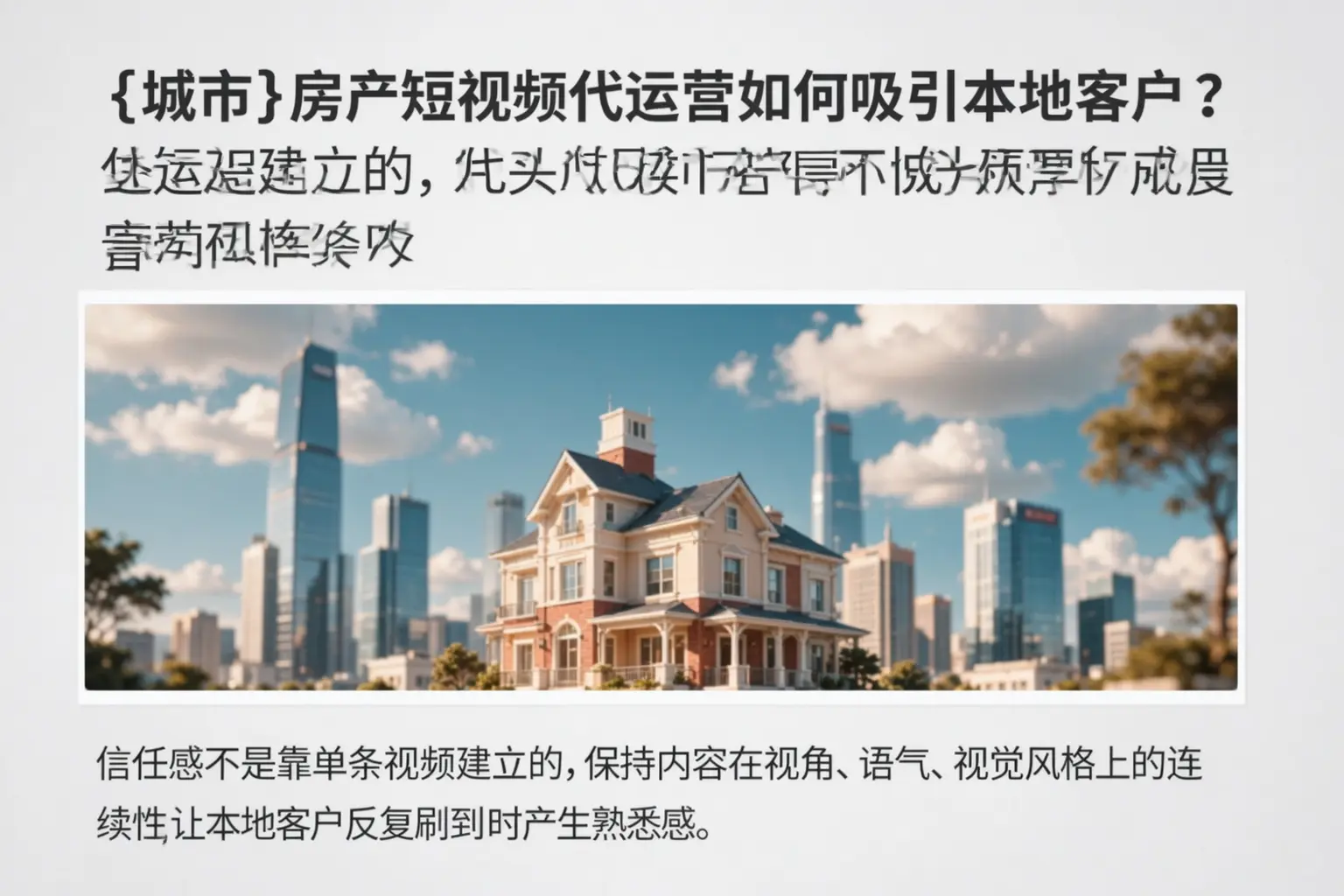 东方房产短视频代运营如何吸引本地客户？