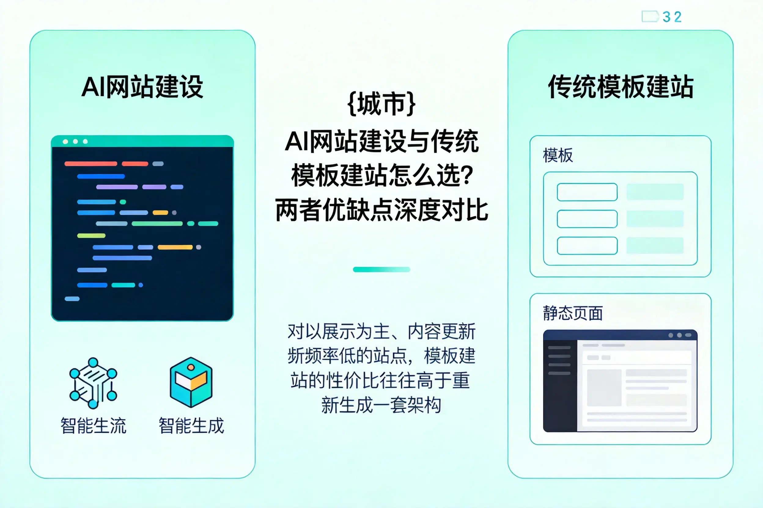 东方AI网站建设与传统模板建站怎么选？两者优缺点深度对比
