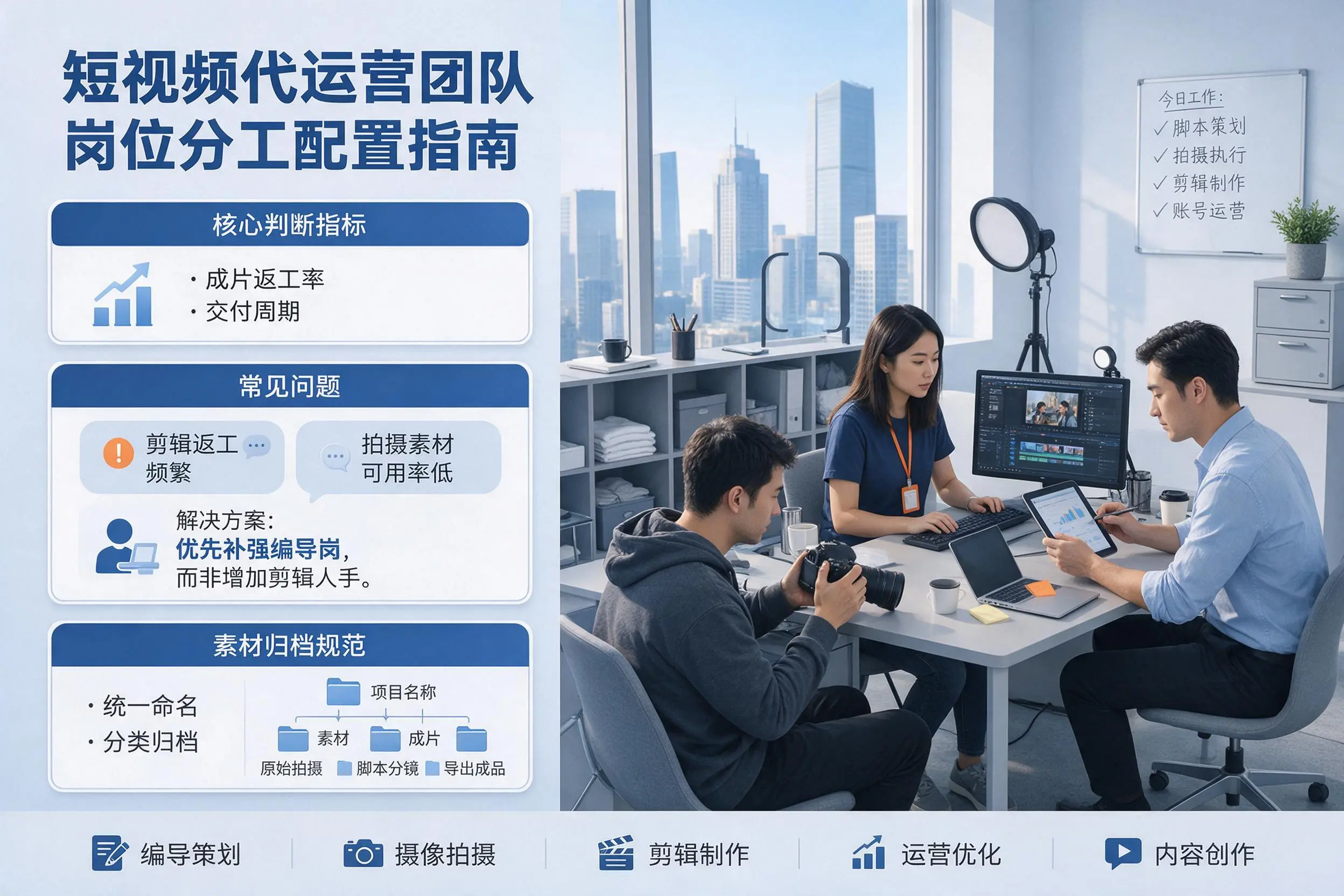 短视频代运营团队如何配置？东方企业岗位分工科普说明