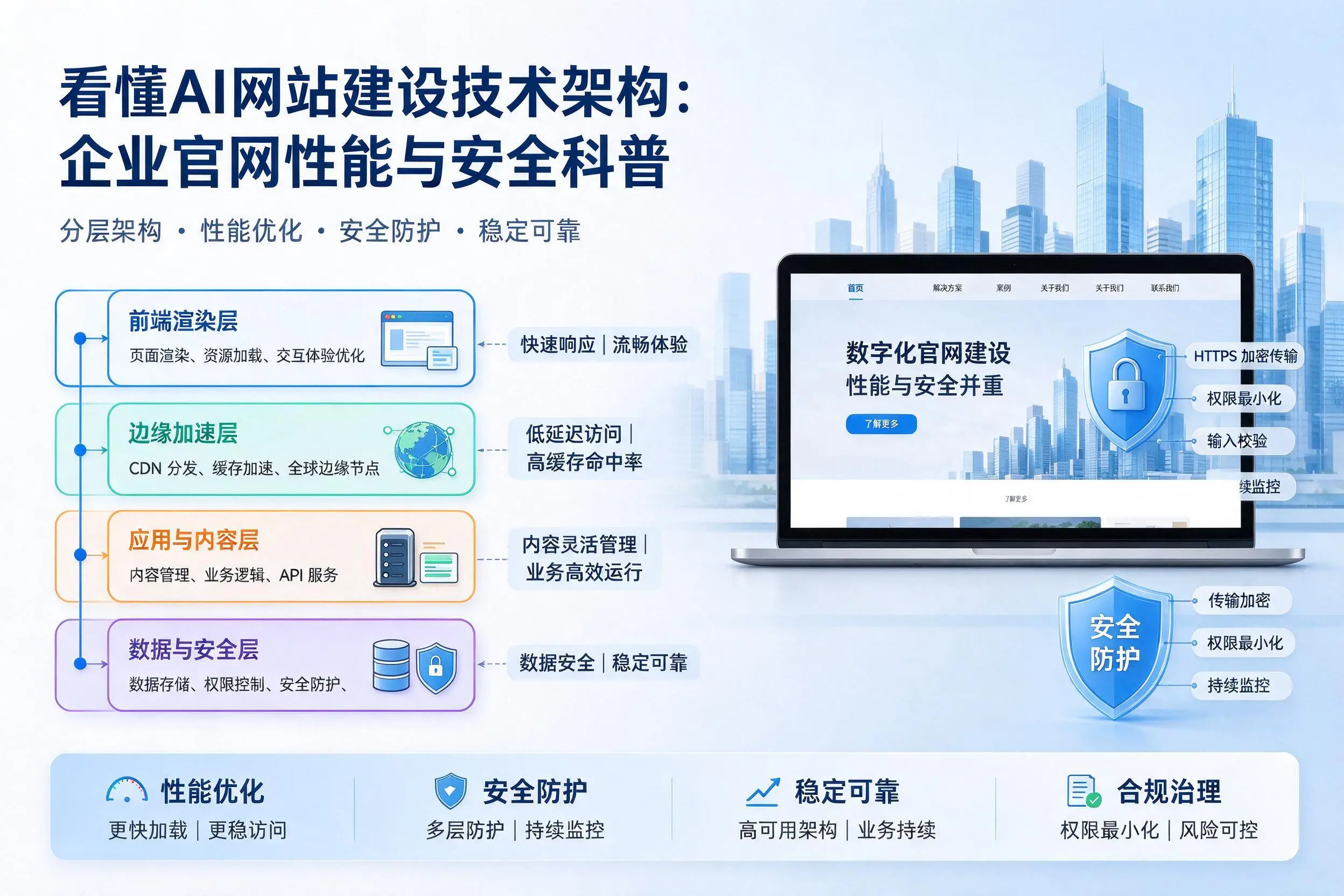 看懂AI网站建设技术架构:东方企业官网性能与安全科普