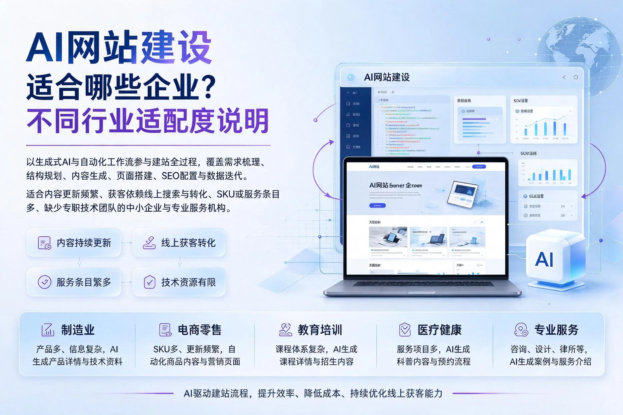 AI网站建设适合哪些企业?东方不同行业适配度说明